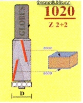 Фреза  кромочная прямая с нижним подшипником 1020 z2+2 G